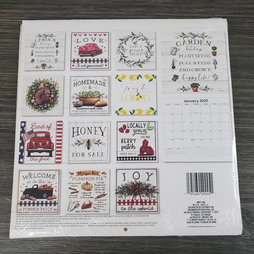 2025 Dollar Tree Calendar FARMER'S MARKET Bee Crafts Early Release 12 Month